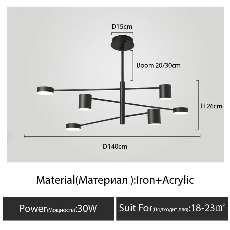 DecorBites™ Modern Black Chandelier: Nordic Style Home Lighting