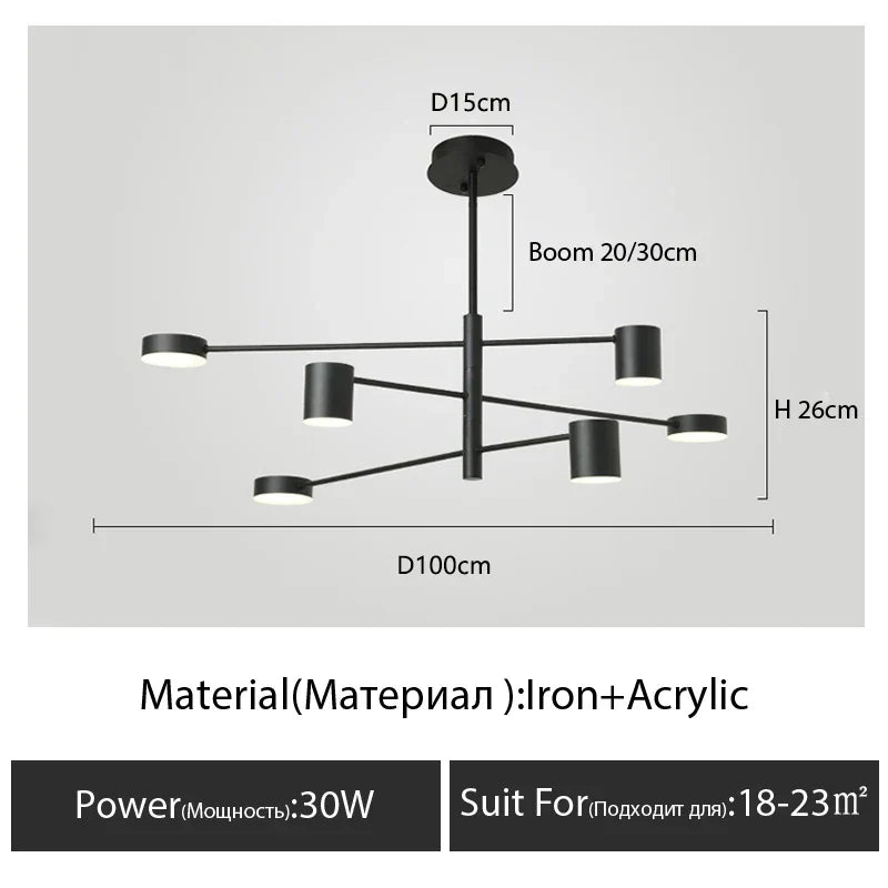 DecorBites™ Modern Black Chandelier: Nordic Style Home Lighting