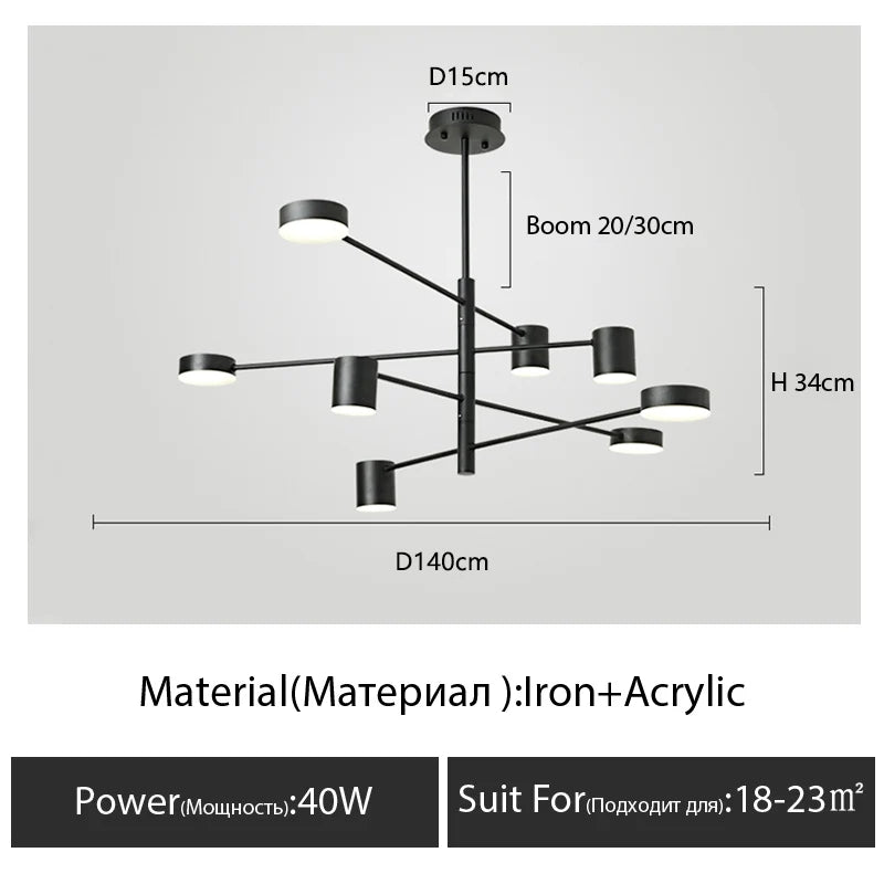 DecorBites™ Modern Black Chandelier: Nordic Style Home Lighting