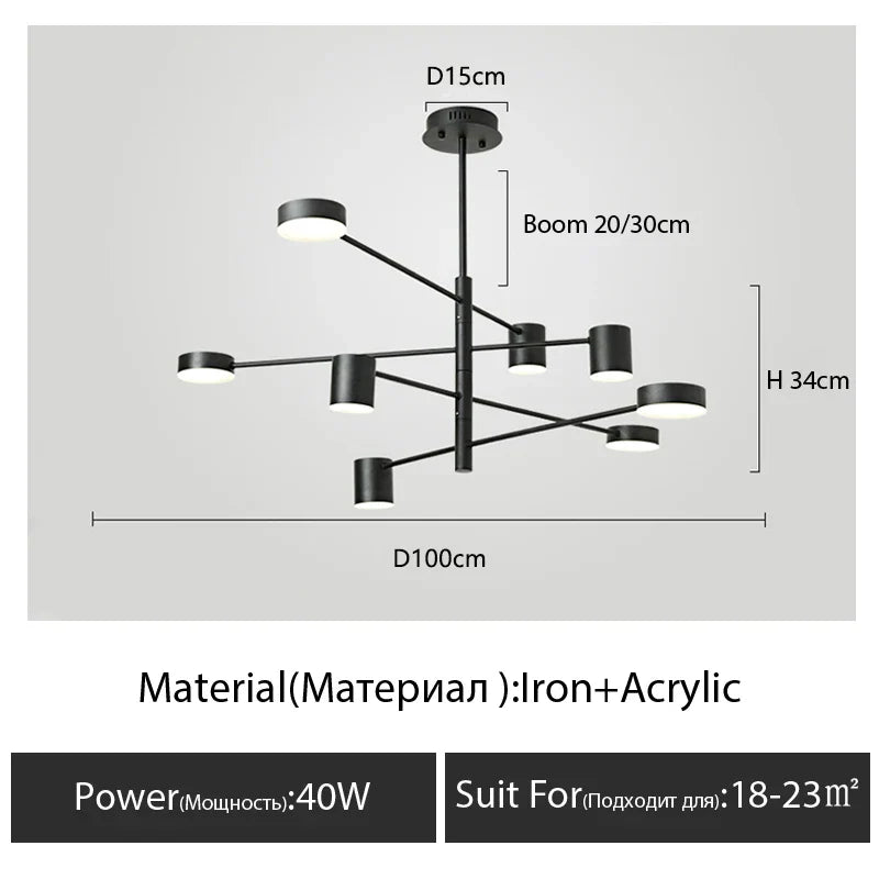 DecorBites™ Modern Black Chandelier: Nordic Style Home Lighting