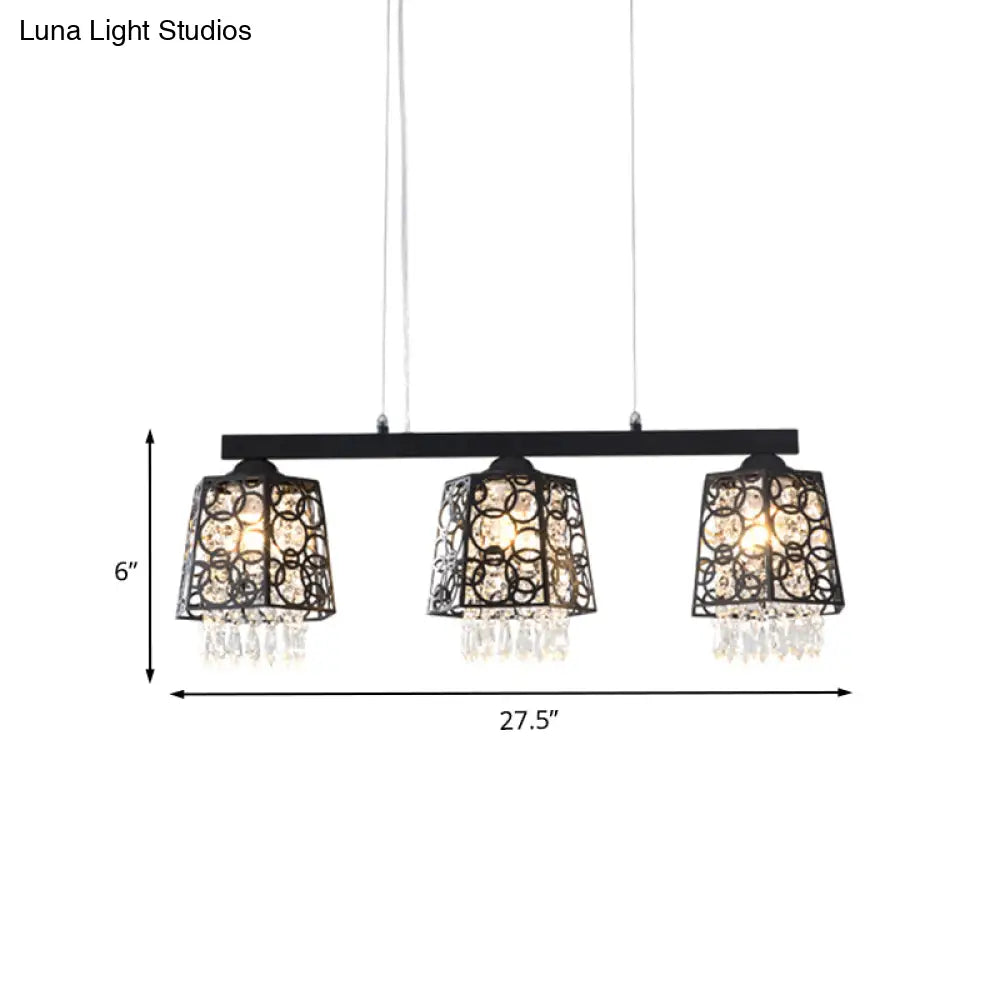 DecorBites™ Modern Black Crystal Droplet Pendant Light Fixture with 3 Hanging Heads - Ironic Shade