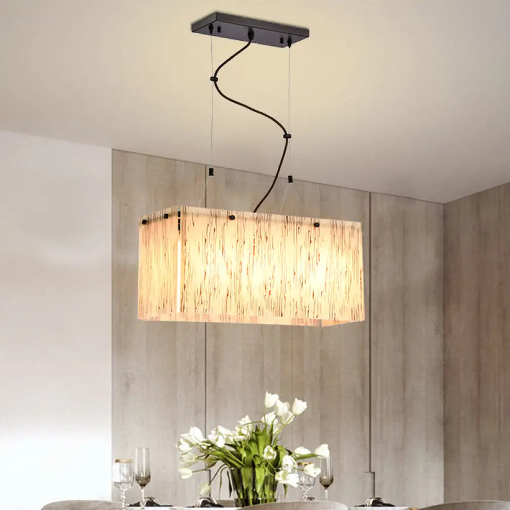 DecorBites™ Modern Black Dining Room Island Light Fixture with Rectangle Amber Glass Shade