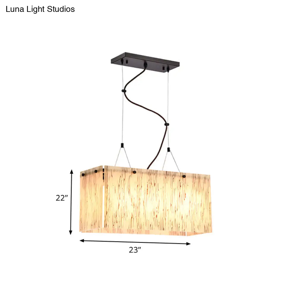 DecorBites™ Modern Black Dining Room Island Light Fixture with Rectangle Amber Glass Shade