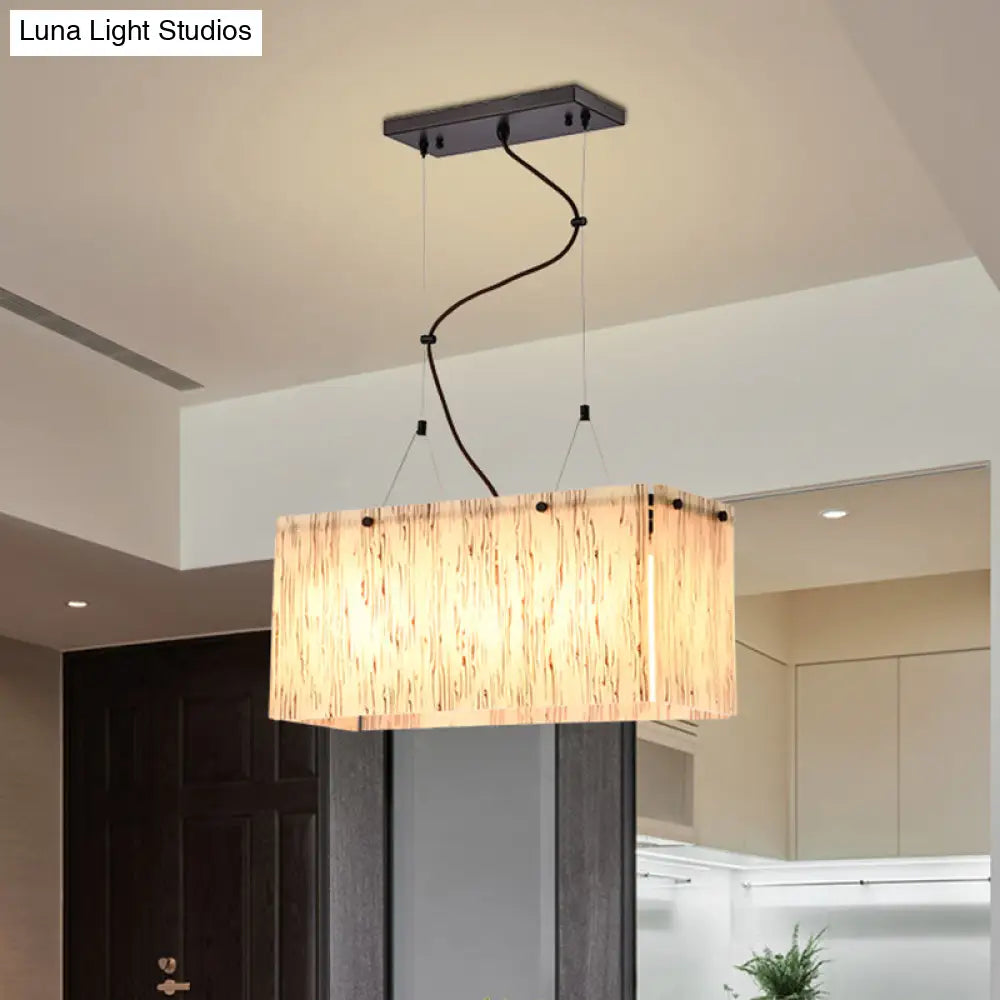 DecorBites™ Modern Black Dining Room Island Light Fixture with Rectangle Amber Glass Shade