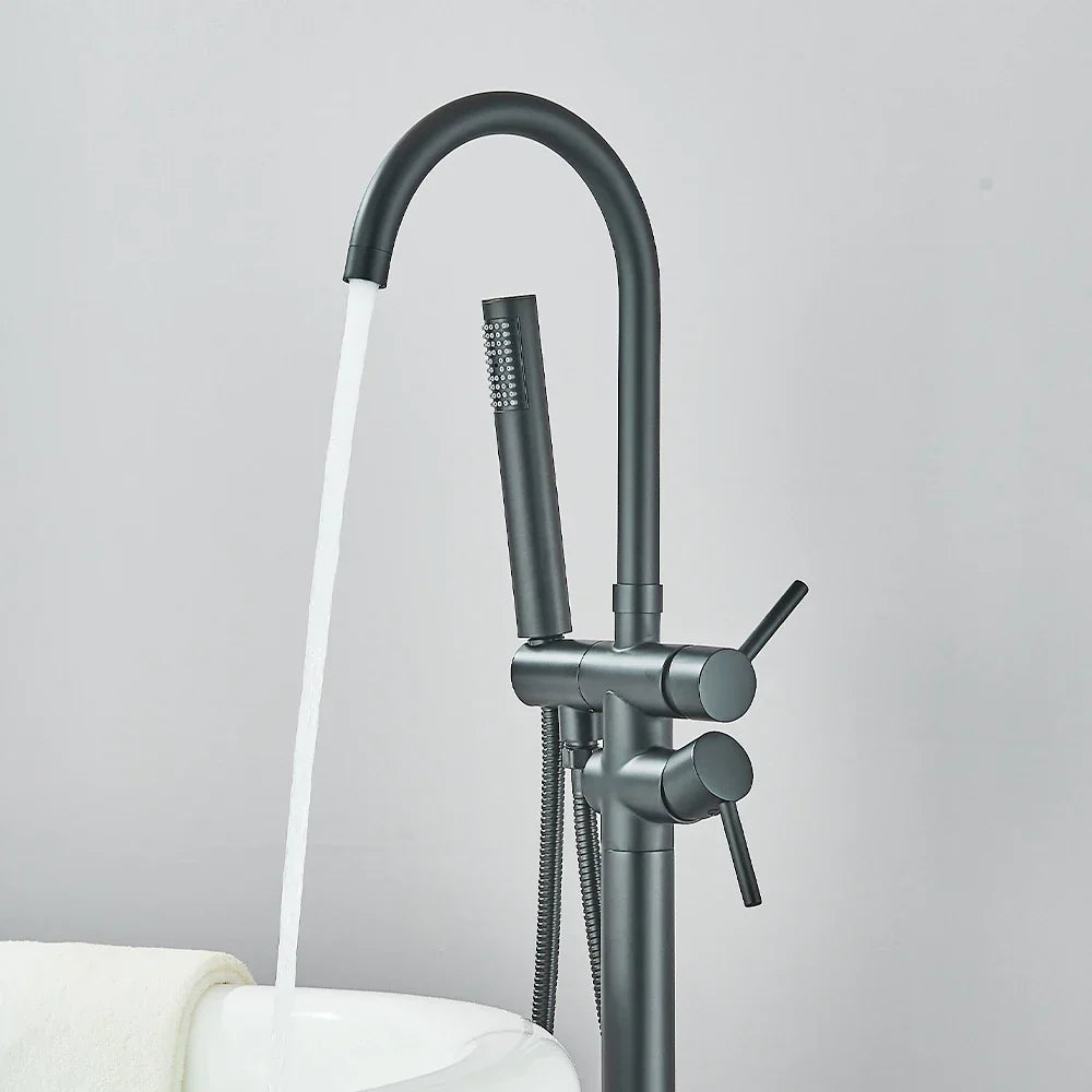 DecorBites™ Modern Black Floor Mounted Tub Faucet