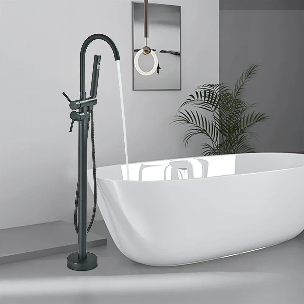 DecorBites™ Modern Black Floor Mounted Tub Faucet