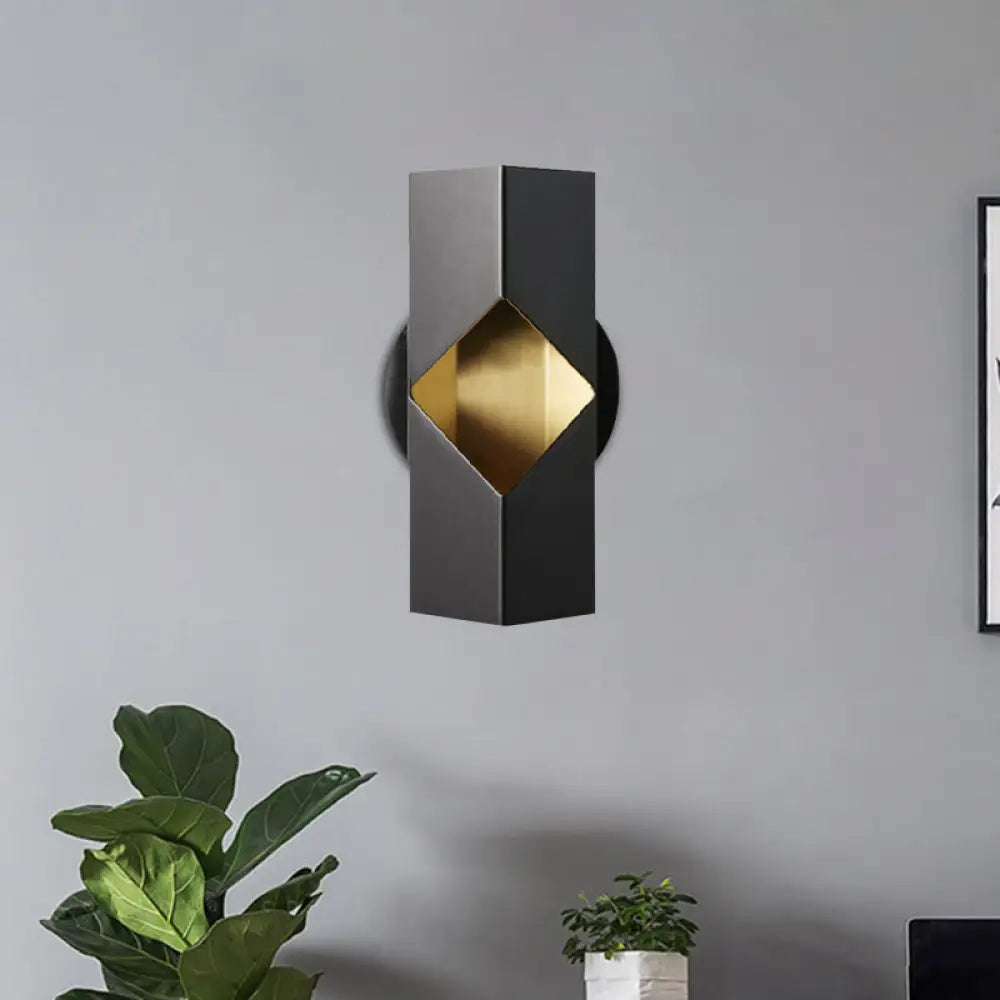 DecorBites™ Modern Black Geometric LED Sconce for Bedroom Wall Mounting with Iron Shade