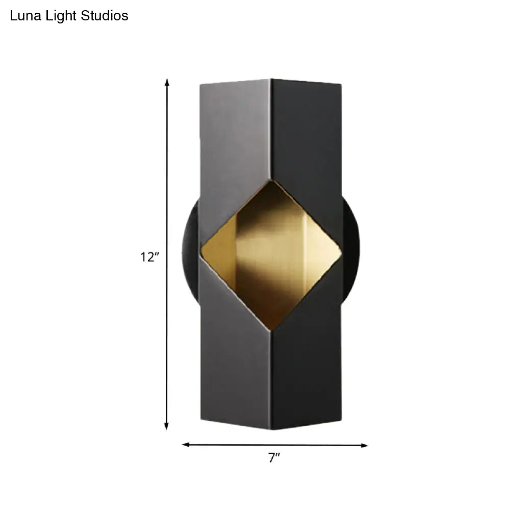 DecorBites™ Modern Black Geometric LED Sconce for Bedroom Wall Mounting with Iron Shade