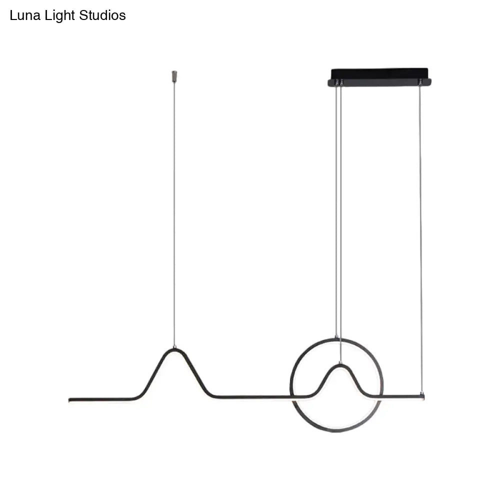 DecorBites™ Modern Black/Gold Aluminum Linear LED Island Lighting with Sun and Mountain Design - Warm/White Light