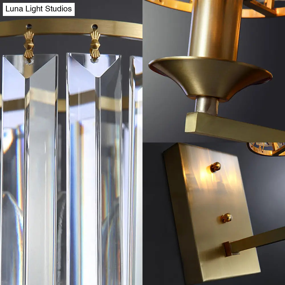 DecorBites™ Modern Black/Gold Cylinder Sconce Light Fixture with Crystal Wall Mounted Lighting