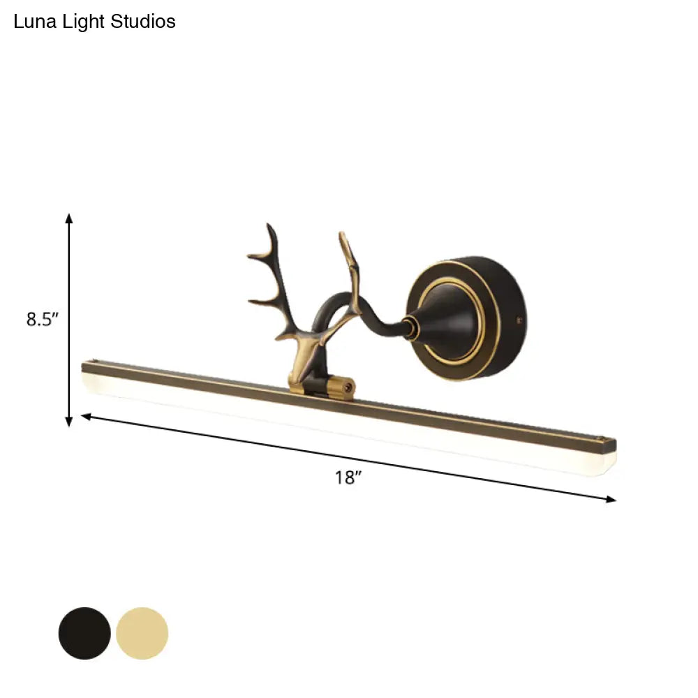 DecorBites™ Modern Black/Gold LED Vanity Lamp with Antler Arm and Acrylic Shade for Stylish Wall Lighting