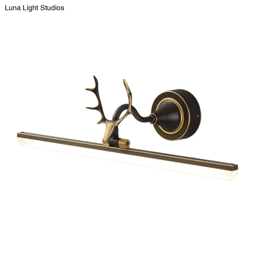 DecorBites™ Modern Black/Gold LED Vanity Lamp with Antler Arm and Acrylic Shade for Stylish Wall Lighting