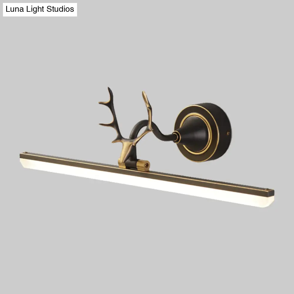 DecorBites™ Modern Black/Gold LED Vanity Lamp with Antler Arm and Acrylic Shade for Stylish Wall Lighting