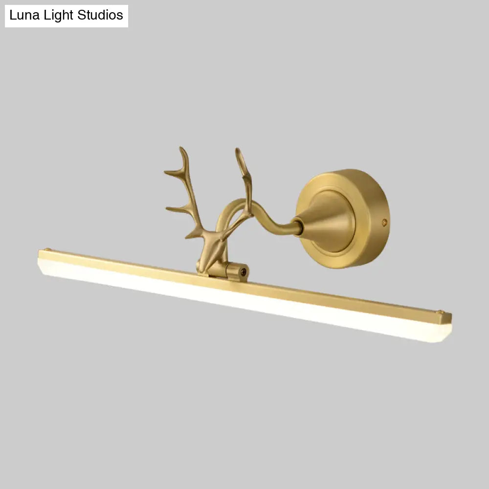 DecorBites™ Modern Black/Gold LED Vanity Lamp with Antler Arm and Acrylic Shade for Stylish Wall Lighting