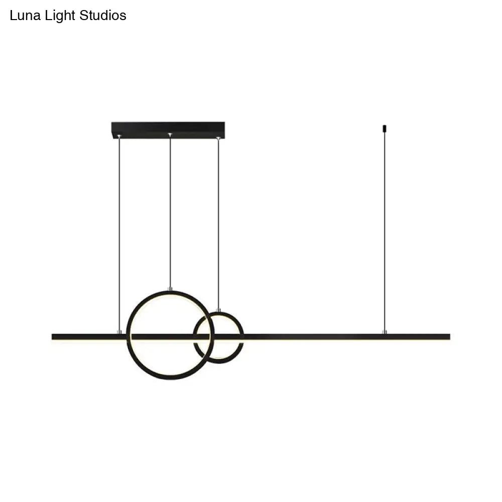 DecorBites™ Modern Black/Gold Ring and Bar Metallic LED Island Pendant Lamp for Minimalist Kitchen Lighting