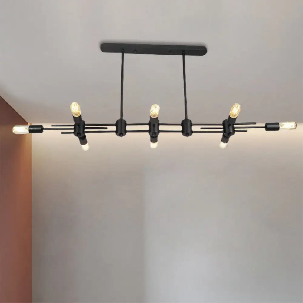 DecorBites™ Modern Black Hanging Chandelier: Restaurant Exposed Bulb Island Light, 6/8 Lights, Metallic Finish