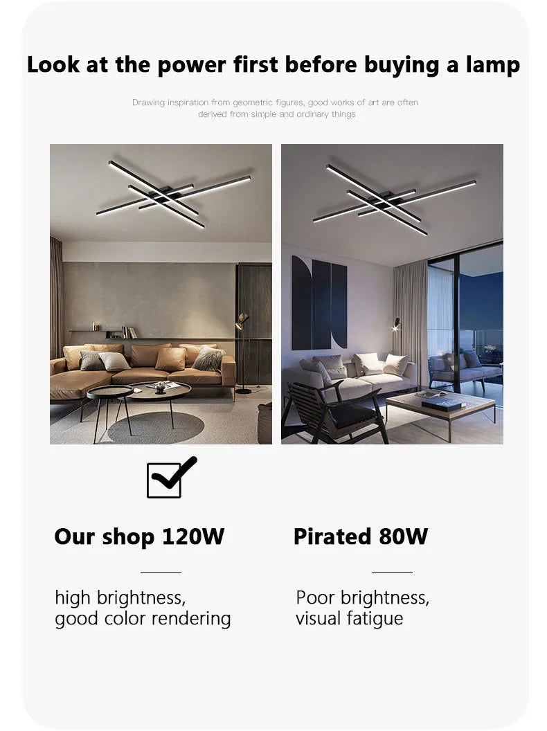 DecorBites™ Modern Black LED Chandelier Lights for Bedroom and Living Room