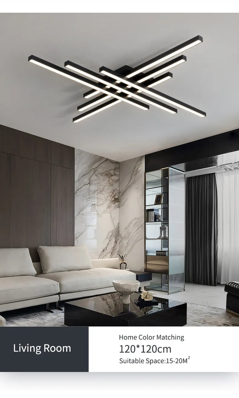 DecorBites™ Modern Black LED Chandelier Lights for Bedroom and Living Room