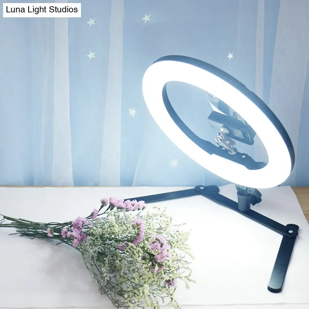 DecorBites™ Modern Black LED USB Fill-in Flash Lamp with Metallic Shade