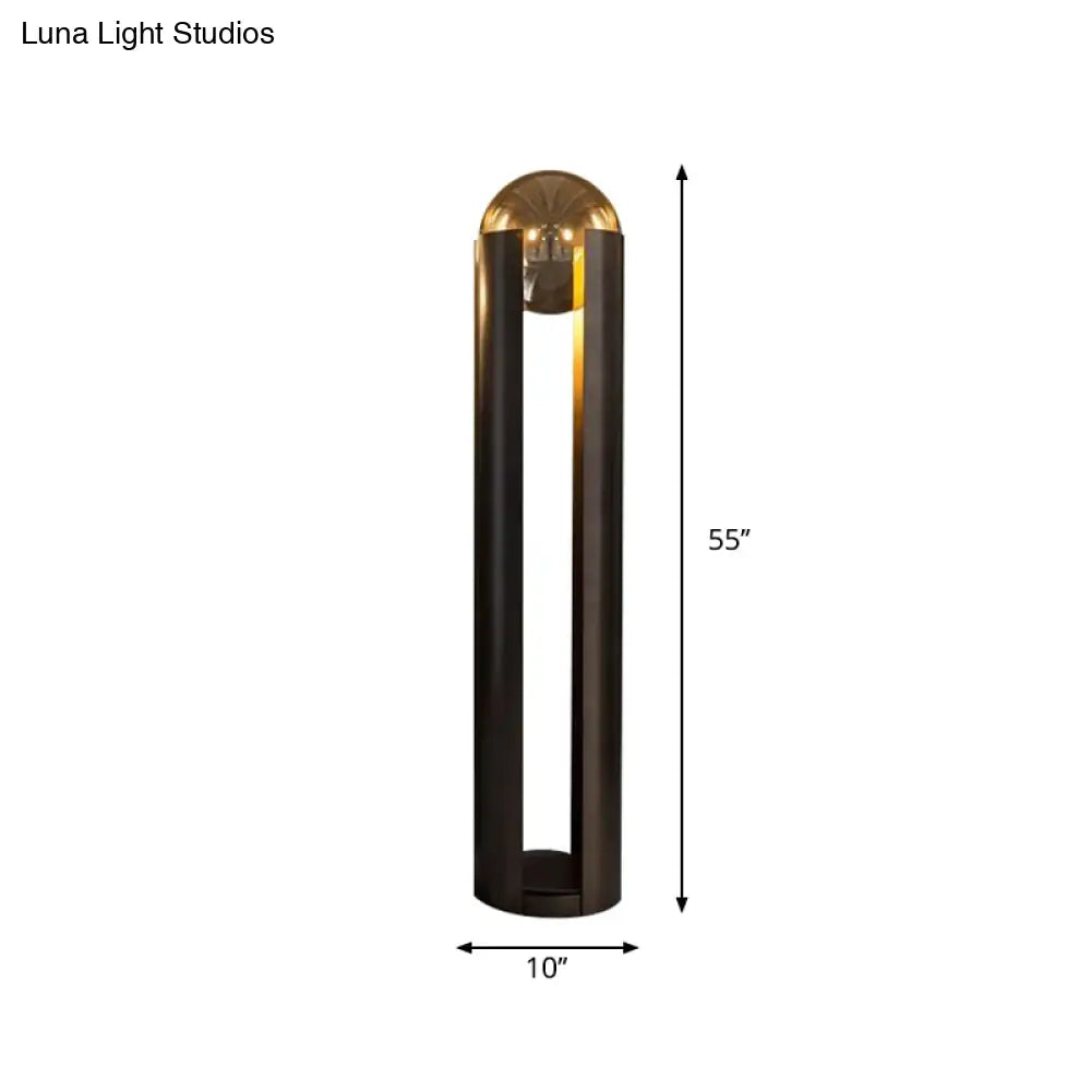 DecorBites™ Modern Black Metal Floor Lamp with Unique Linear Capsule Arch Design for Living Room