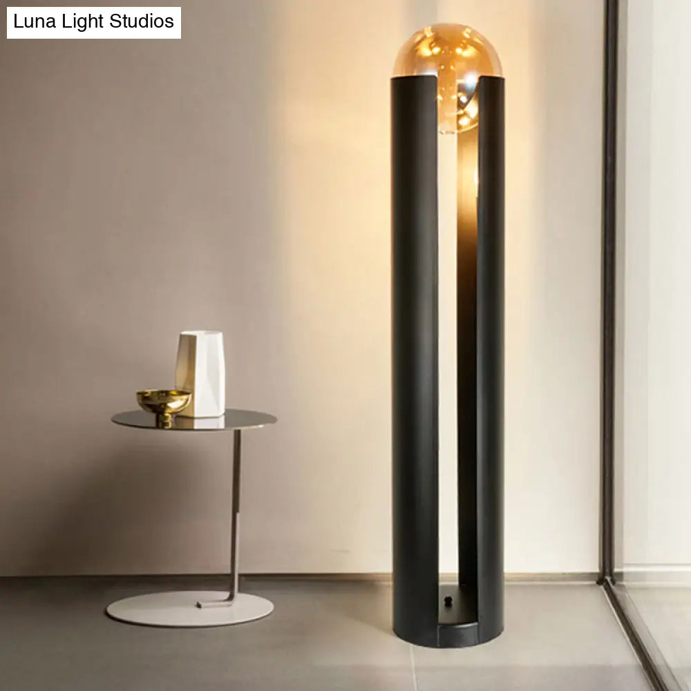 DecorBites™ Modern Black Metal Floor Lamp with Unique Linear Capsule Arch Design for Living Room