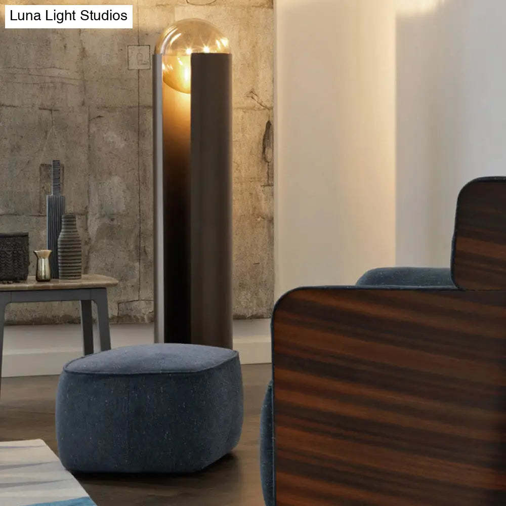 DecorBites™ Modern Black Metal Floor Lamp with Unique Linear Capsule Arch Design for Living Room