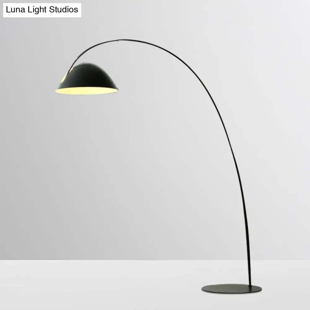DecorBites™ Modern Black Metal Floor Lamp with Unique Linear Capsule Arch Design for Living Room