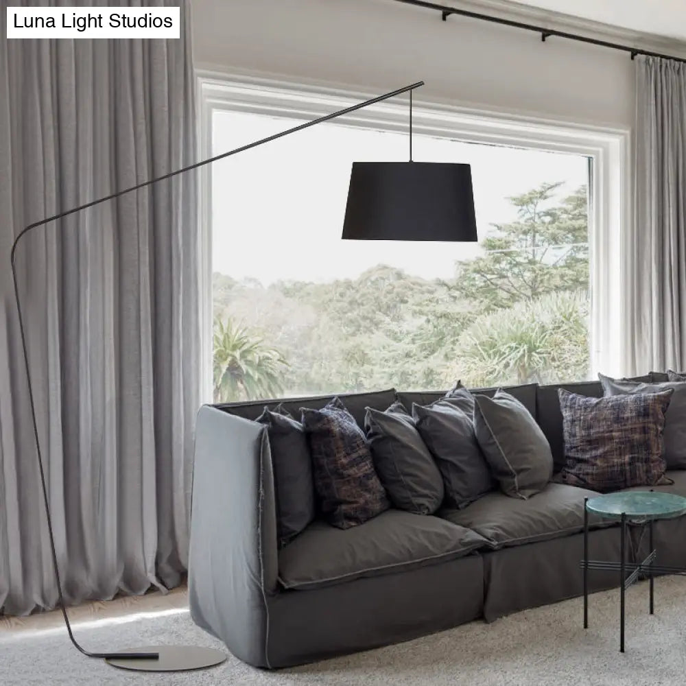 DecorBites™ Modern Black Metal Floor Lamp with Unique Linear Capsule Arch Design for Living Room