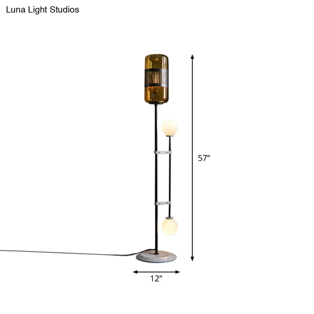 DecorBites™ Modern Black Metal Floor Lamp with Unique Linear Capsule Arch Design for Living Room