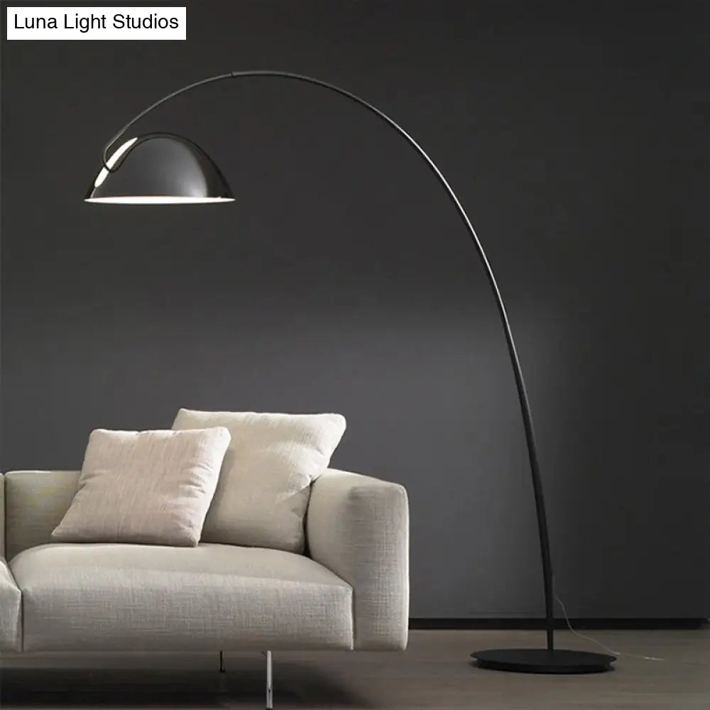 DecorBites™ Modern Black Metal Floor Lamp with Unique Linear Capsule Arch Design for Living Room