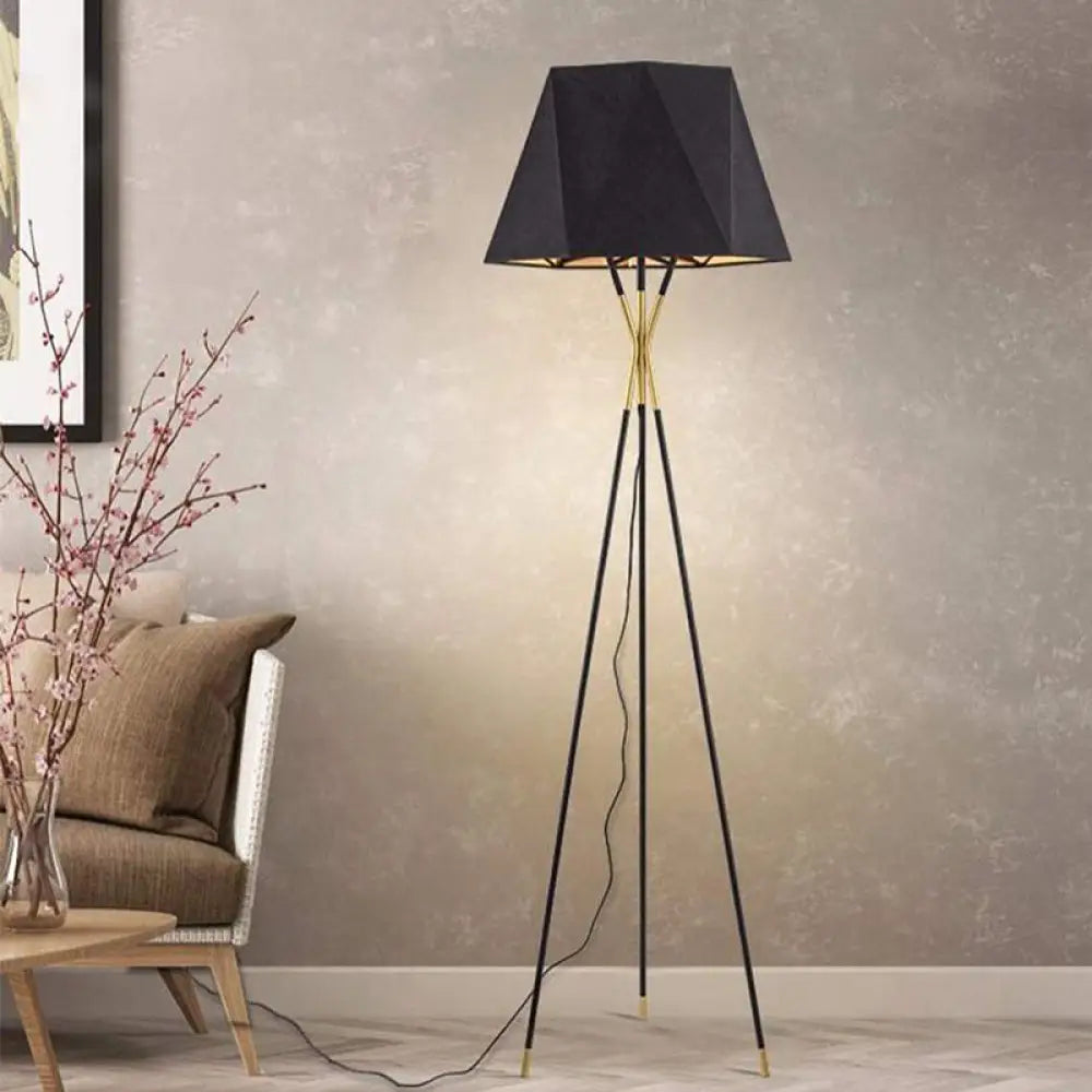 DecorBites™ Modern Black Metal Floor Lamp with Unique Linear Capsule Arch Design for Living Room