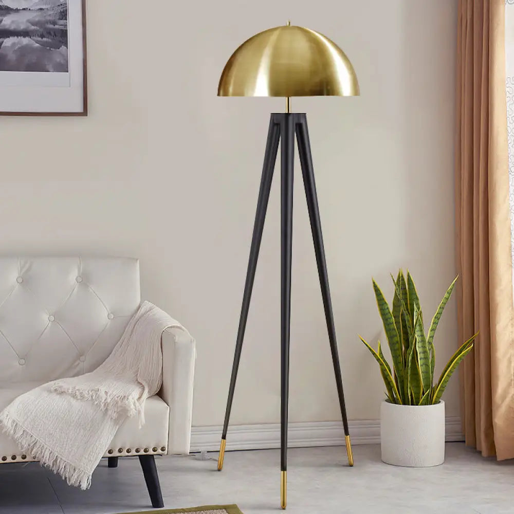DecorBites™ Modern Black Metal Floor Lamp with Unique Linear Capsule Arch Design for Living Room