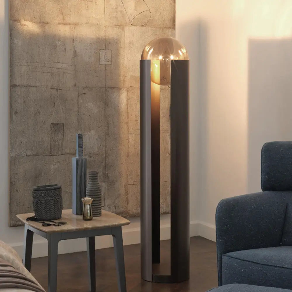 DecorBites™ Modern Black Metal Floor Lamp with Unique Linear Capsule Arch Design for Living Room