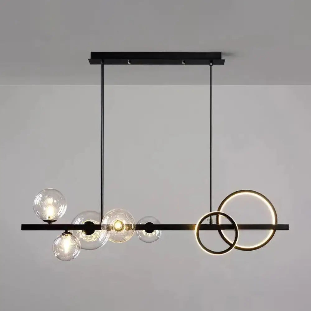 DecorBites™ Modern Black Metal Island Pendant Lighting with Clear Glass for Dining Table