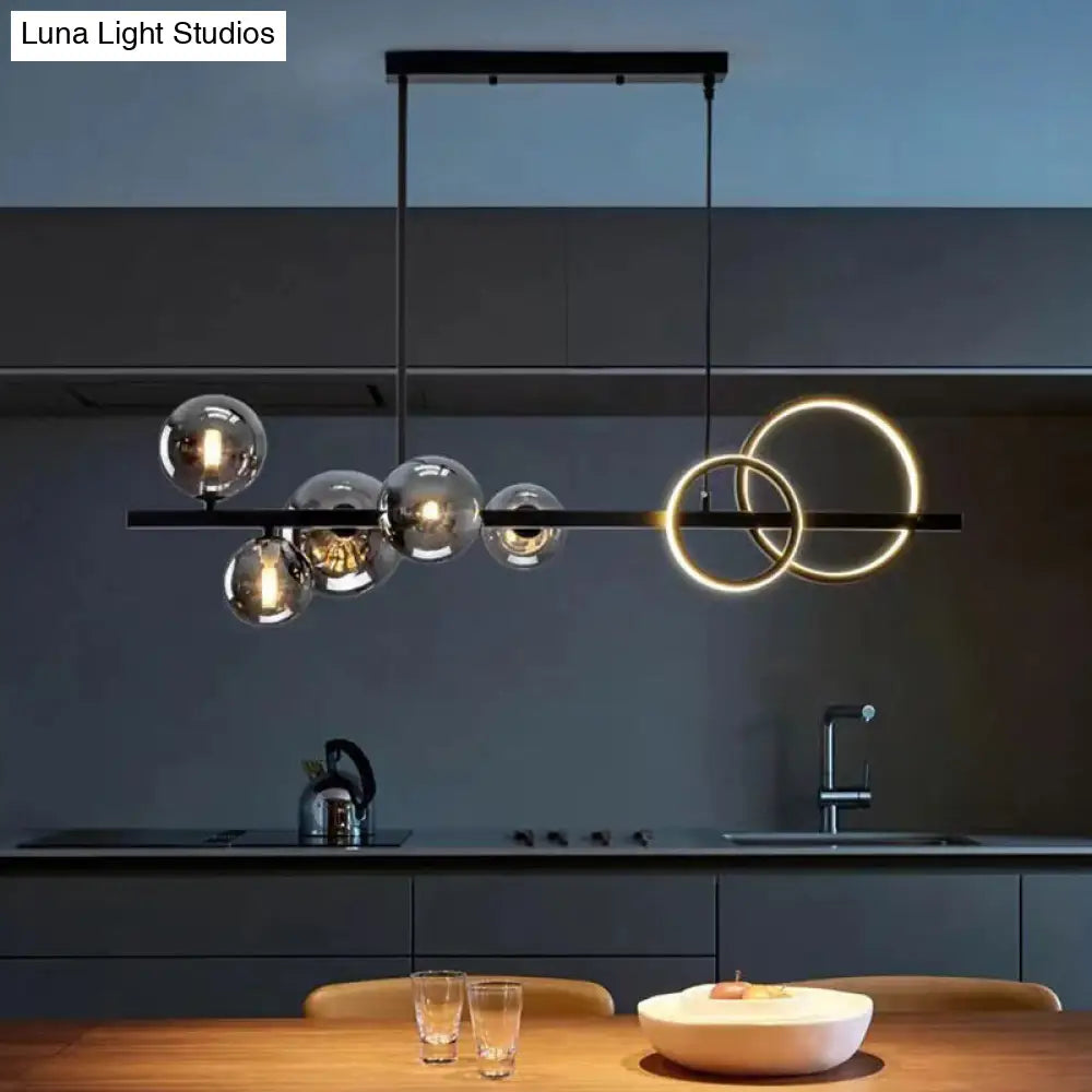 DecorBites™ Modern Black Metal Island Pendant Lighting with Clear Glass for Dining Table
