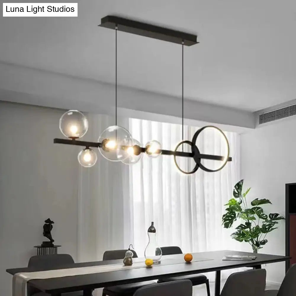 DecorBites™ Modern Black Metal Island Pendant Lighting with Clear Glass for Dining Table