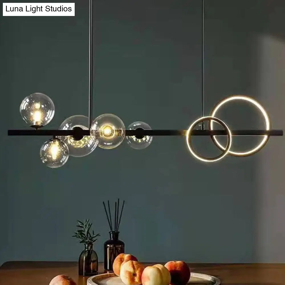 DecorBites™ Modern Black Metal Island Pendant Lighting with Clear Glass for Dining Table