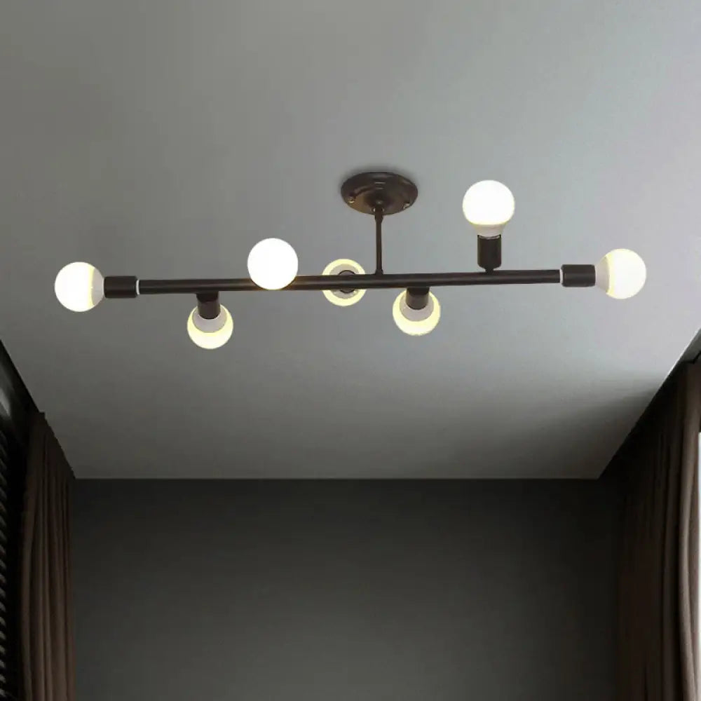 DecorBites™ Modern Black Open Bulb Island Light with 7/13 Metal Lights - Simple Ceiling Lamp