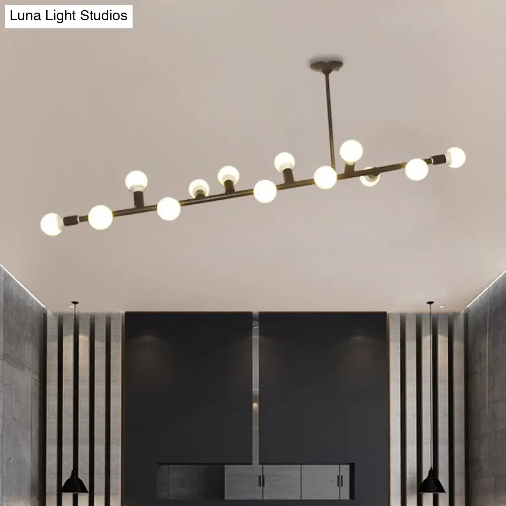 DecorBites™ Modern Black Open Bulb Island Light with 7/13 Metal Lights - Simple Ceiling Lamp