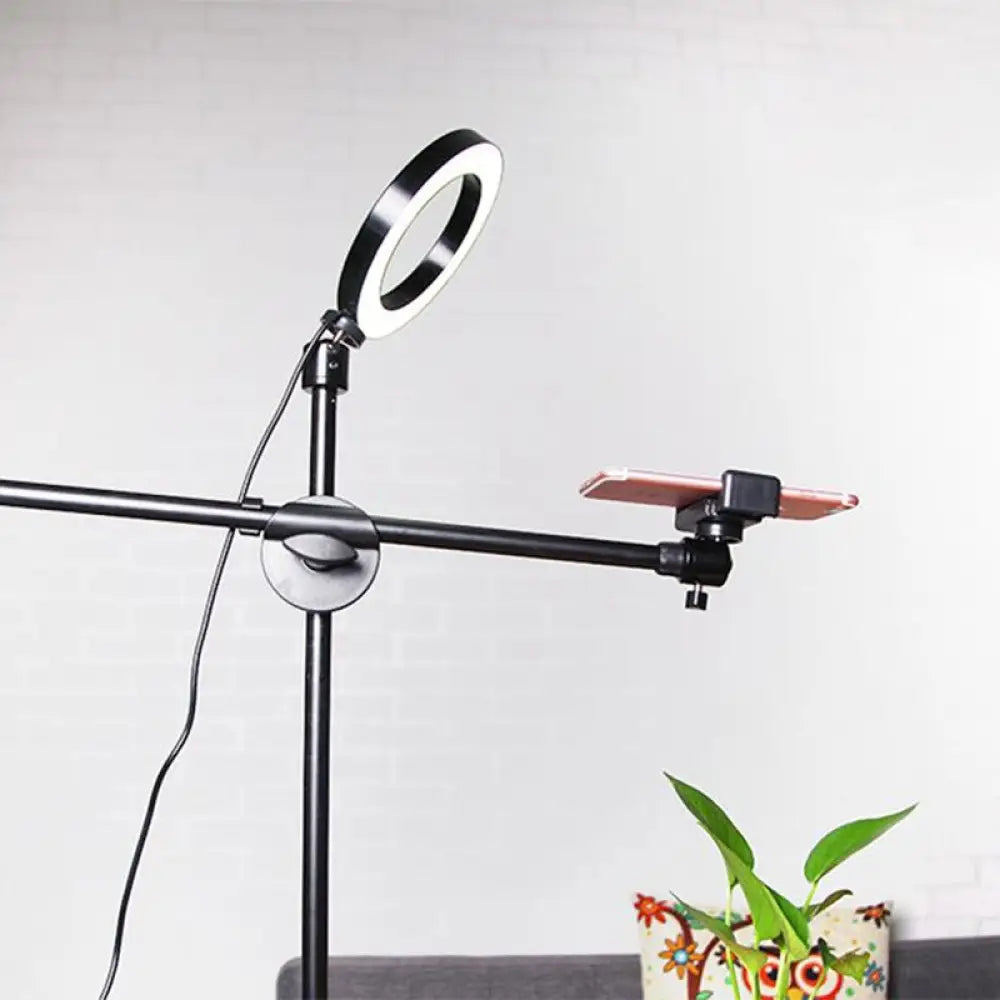 DecorBites™ Modern Black Round LED Vanity Lamp with Adjustable Arm - Metallic Finish & USB Charging - Fill Flush Lighting