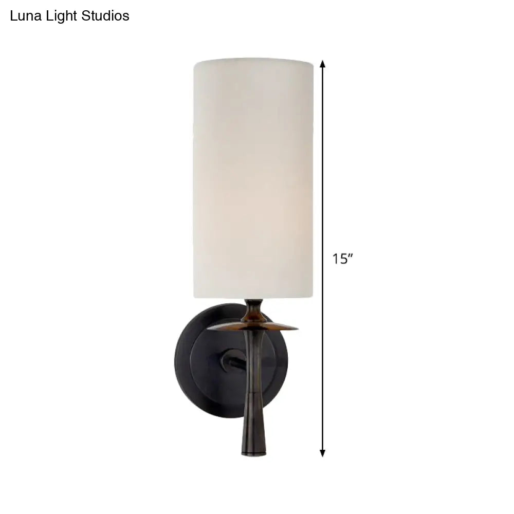 DecorBites™ Modern Black Wall Sconce Light with White Glass Shade - 1 Head Cylindrical Fixture