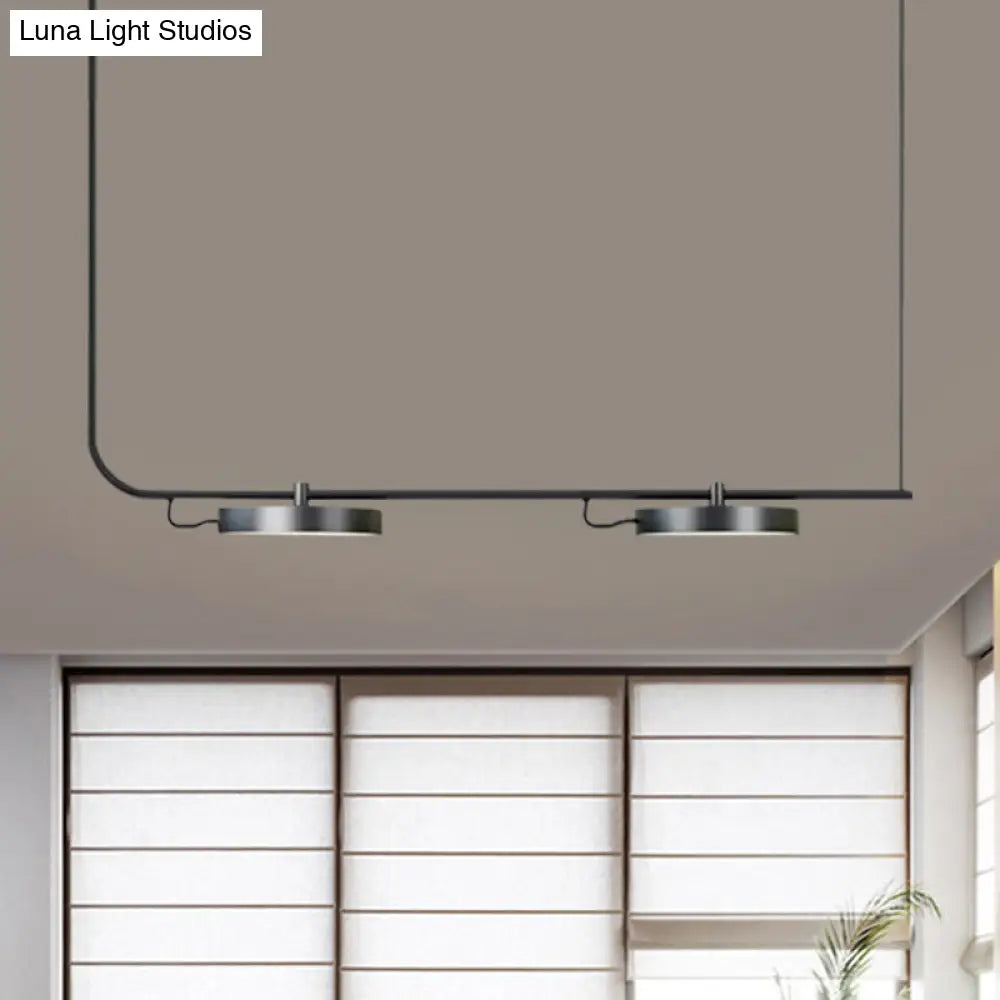 DecorBites™ Modern Black/White Chandelier with Drum Shade - 2/3 Lights - Island Lighting for Dining Room