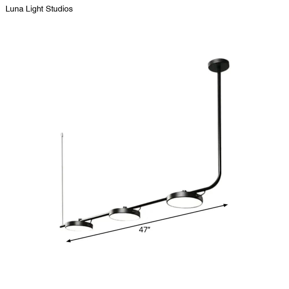 DecorBites™ Modern Black/White Chandelier with Drum Shade - 2/3 Lights - Island Lighting for Dining Room