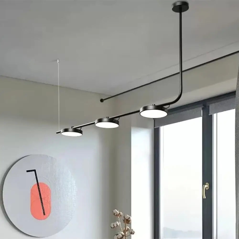 DecorBites™ Modern Black/White Chandelier with Drum Shade - 2/3 Lights - Island Lighting for Dining Room