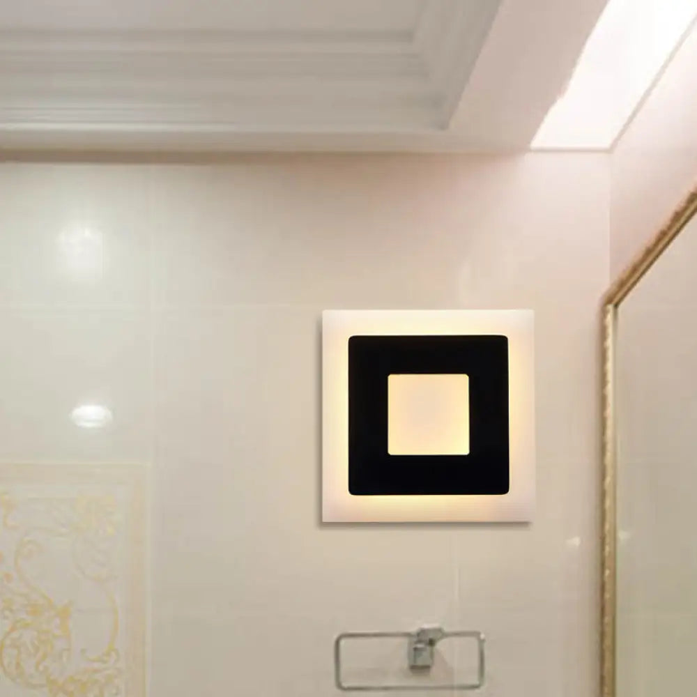 DecorBites™ Modern Black/White LED Sconce Lamp - 1 Light, Acrylic Wall Mount in Warm/White