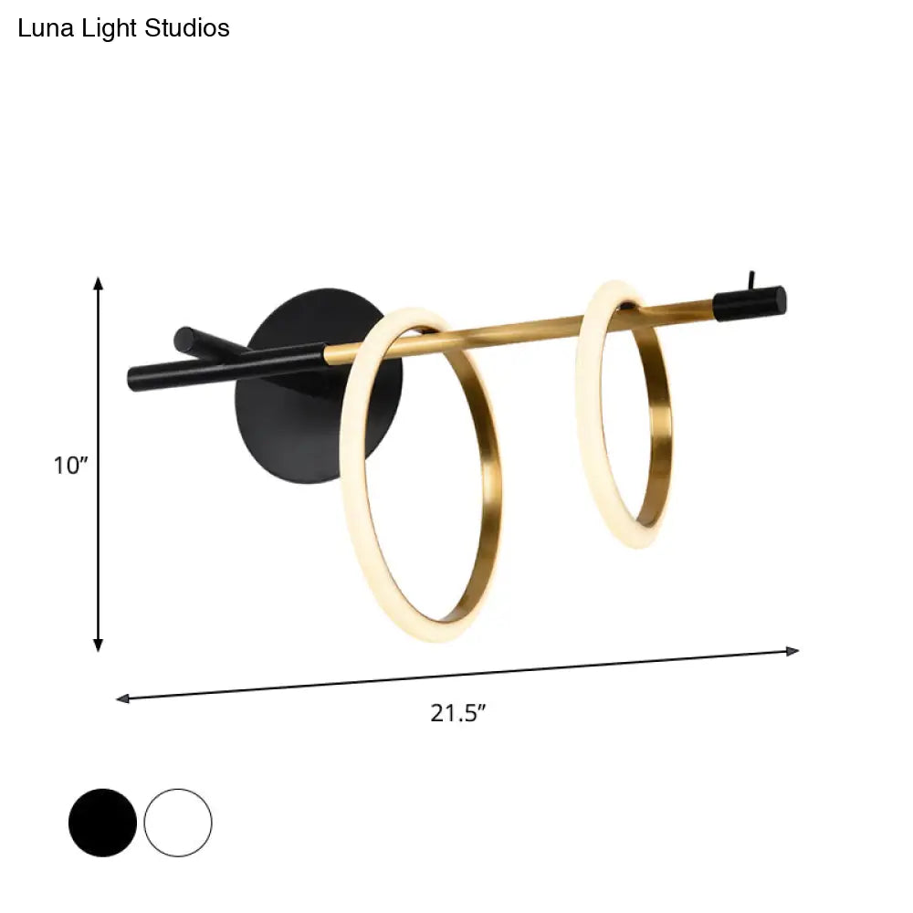 DecorBites™ Modern Black/White LED Wall Light Fixture with Straight Arm - Metal Wall Mount Lighting for Living Room