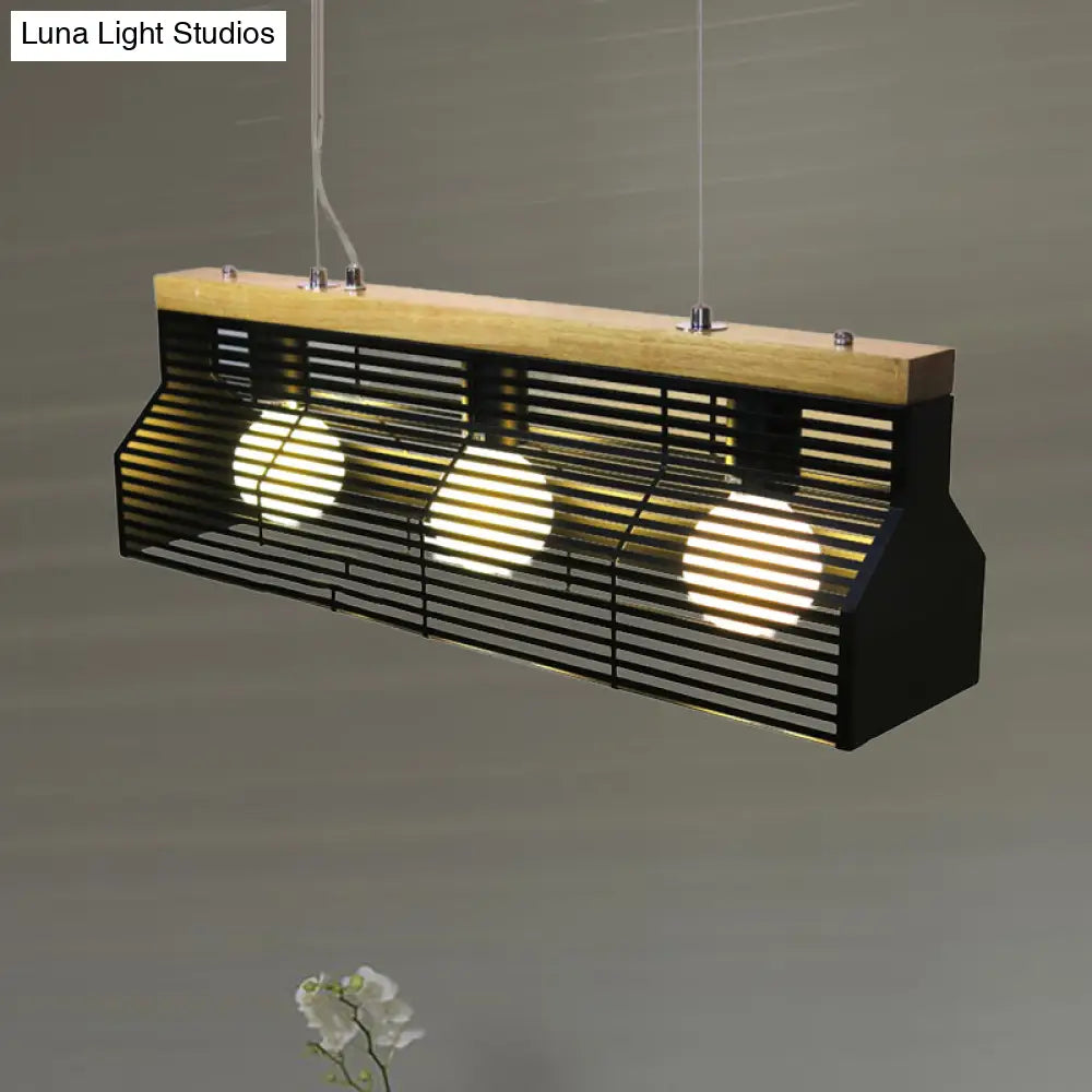 DecorBites™ Modern Black/White Linear Island Pendant Light - 3-Light Metal and Wood - Dining Room Lighting