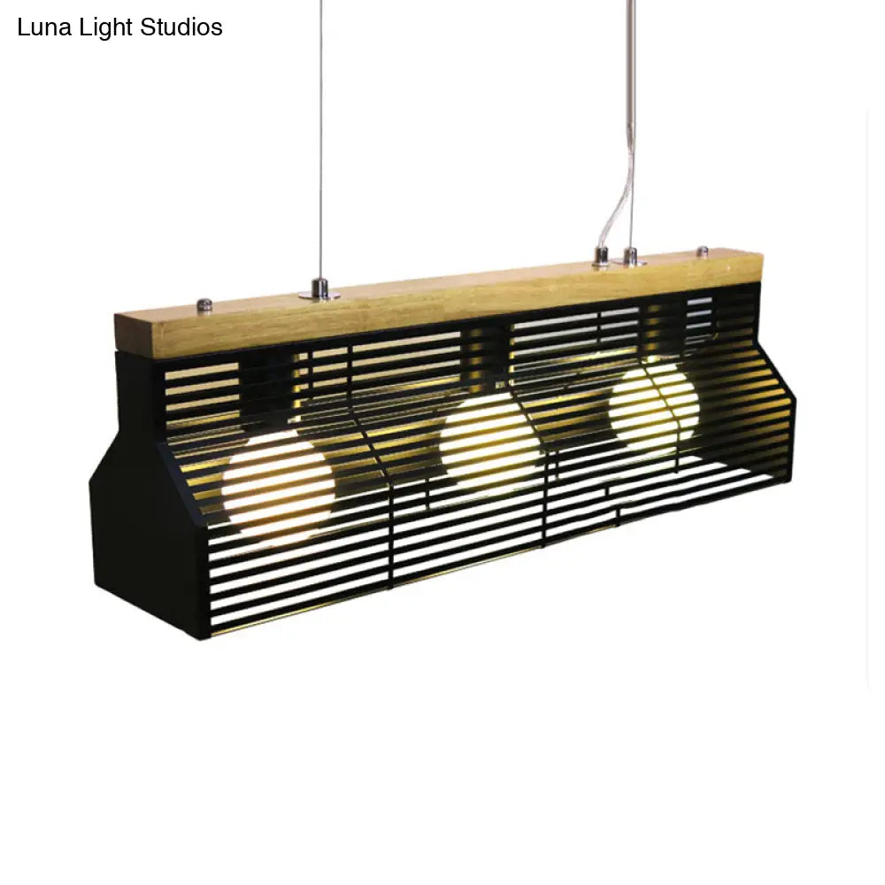 DecorBites™ Modern Black/White Linear Island Pendant Light - 3-Light Metal and Wood - Dining Room Lighting