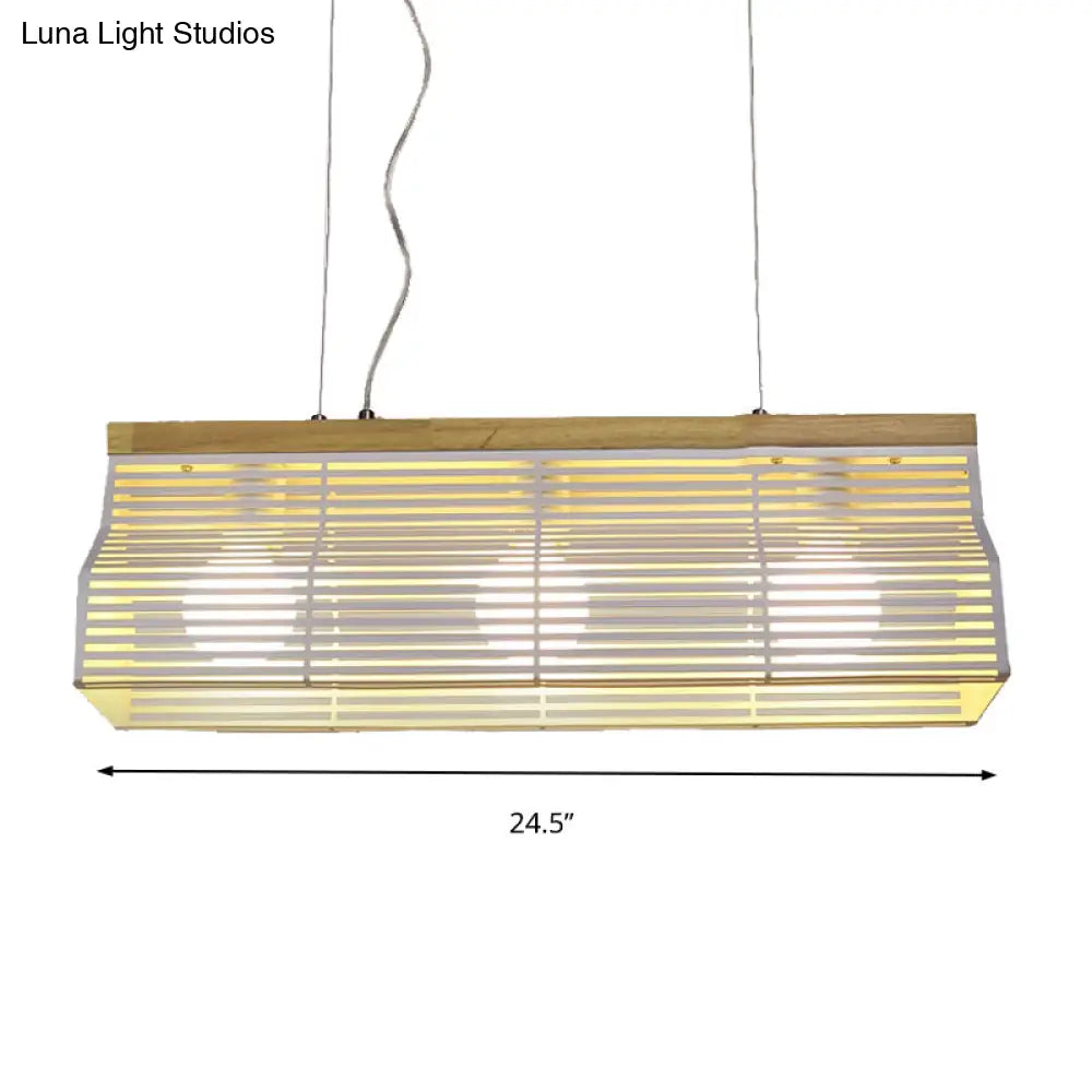 DecorBites™ Modern Black/White Linear Island Pendant Light - 3-Light Metal and Wood - Dining Room Lighting