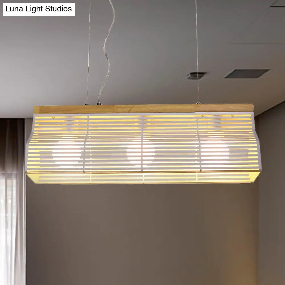 DecorBites™ Modern Black/White Linear Island Pendant Light - 3-Light Metal and Wood - Dining Room Lighting